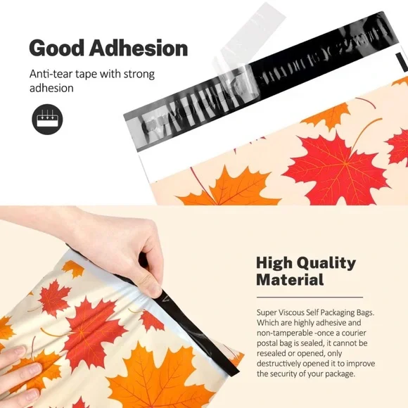25 10X13 Poly Mailers Maple Fall Leaves Shipping Envelopes Bags PRICE IS FIRM - Picture 10 of 10